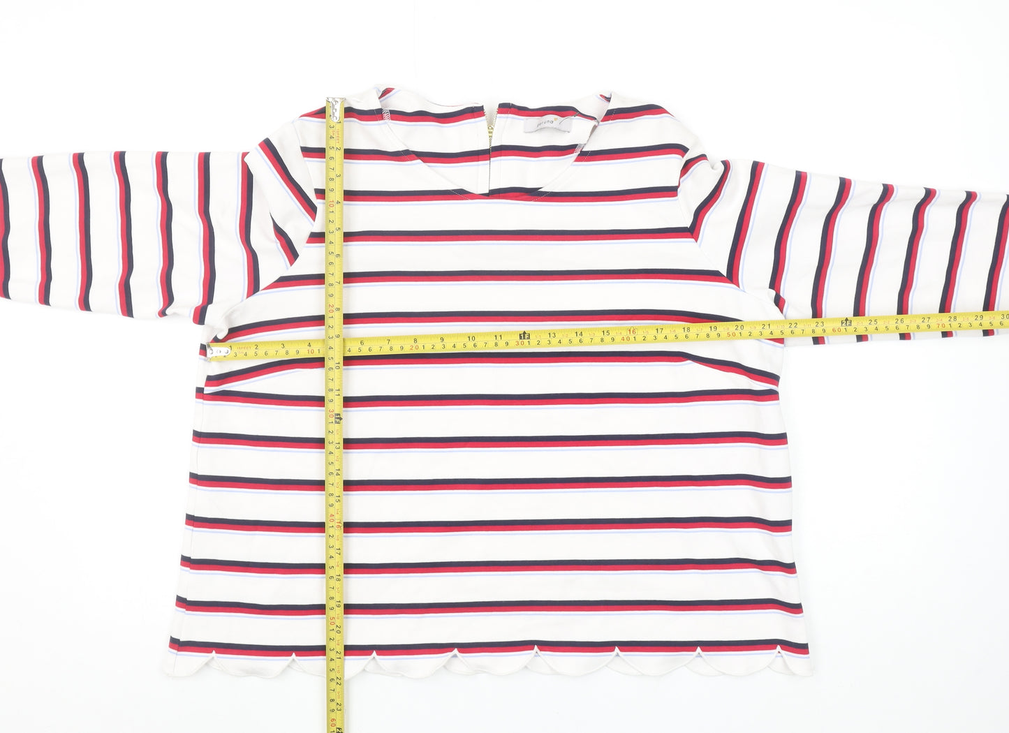 Marks and Spencer Women’s Ivory Striped Long Sleeve Jersey Top UK 18