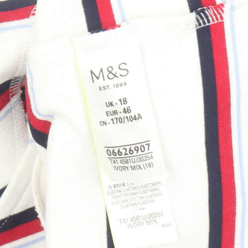 Marks and Spencer Women’s Ivory Striped Long Sleeve Jersey Top UK 18