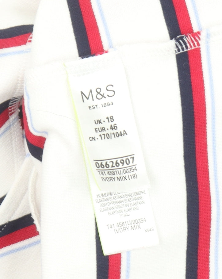 Marks and Spencer Women’s Ivory Striped Long Sleeve Jersey Top UK 18