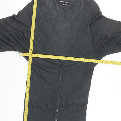 Warehouse Women’s Black V-Neck 3/4 Sleeve Button Cardigan UK 8