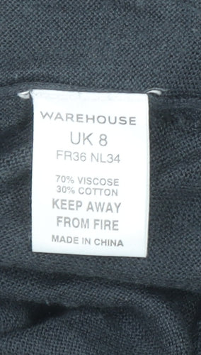 Warehouse Women’s Black V-Neck 3/4 Sleeve Button Cardigan UK 8