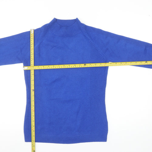 Bassini Women's Blue Mock Neck Long Sleeve Pullover Jumper Size S