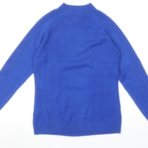Bassini Women's Blue Mock Neck Long Sleeve Pullover Jumper Size S
