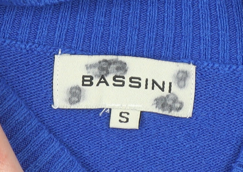 Bassini Women's Blue Mock Neck Long Sleeve Pullover Jumper Size S