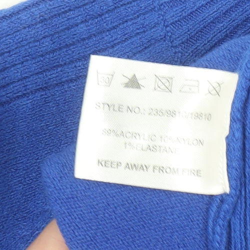 Bassini Women's Blue Mock Neck Long Sleeve Pullover Jumper Size S