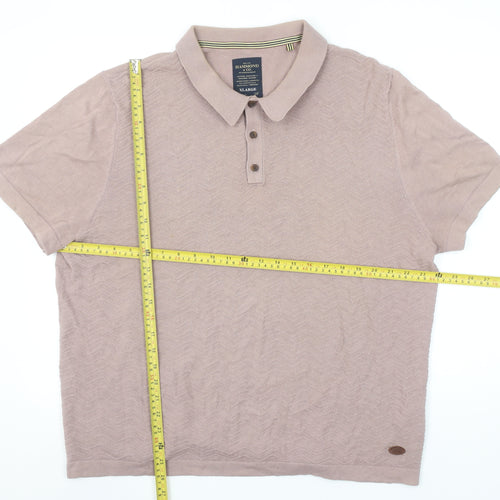 Hammond & Co. Men's Beige Cotton Textured Polo Shirt XL