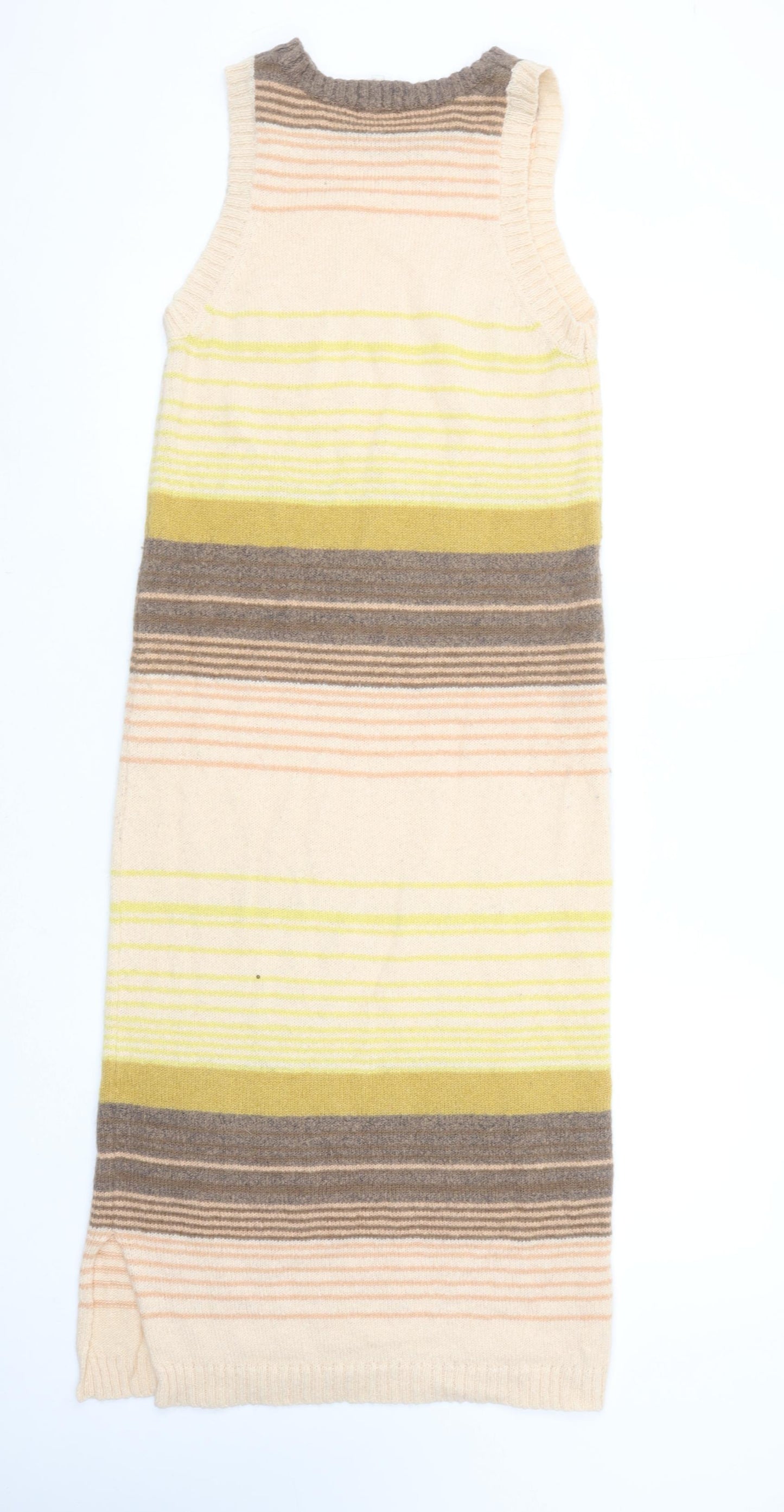Native Youth Women’s Beige Striped Sleeveless Knit Tank Dress Size S