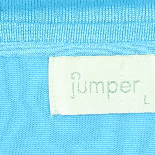 Jumper Womens Blue V-Neck Knit Short Sleeve T-Shirt Size L