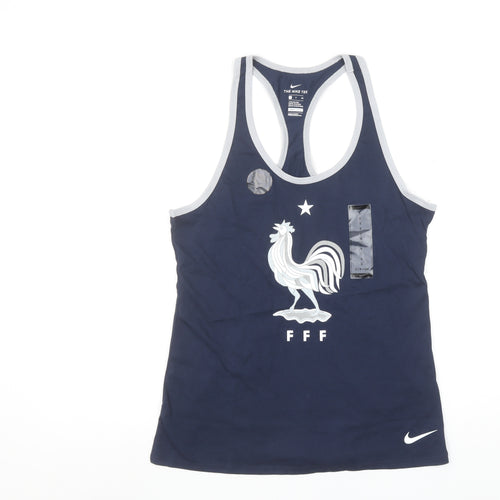 Nike Womens Blue FFF Racerback Dri-Fit Athletic Tank Top Size S