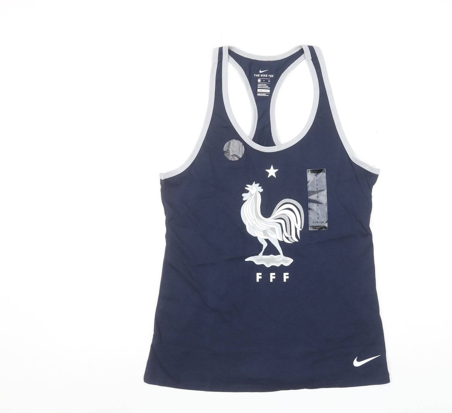 Nike Womens Blue FFF Racerback Dri-Fit Athletic Tank Top Size S