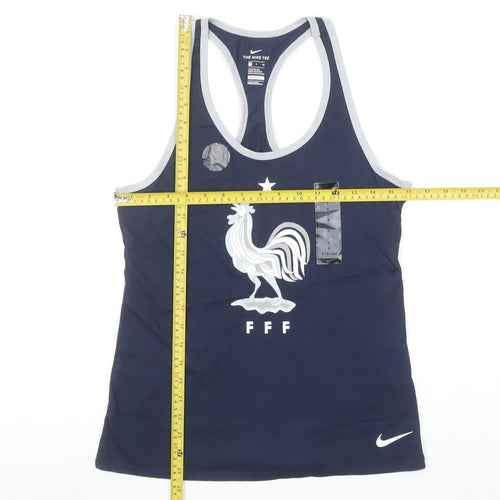 Nike Womens Blue FFF Racerback Dri-Fit Athletic Tank Top Size S