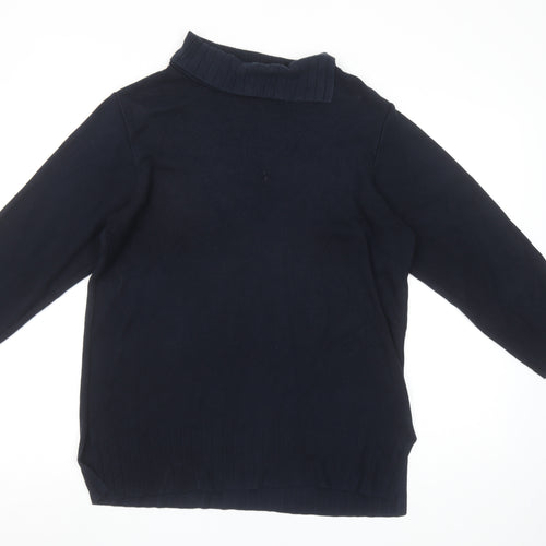 Marks & Spencer Women’s Blue Roll Neck Cotton Jumper Size 12