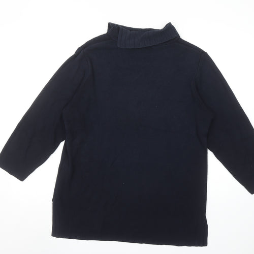 Marks & Spencer Women’s Blue Roll Neck Cotton Jumper Size 12