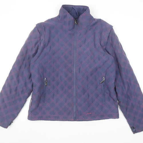 Joules Women’s Blue Quilted Jacket Size L Casual Zip Lightweight Outerwear