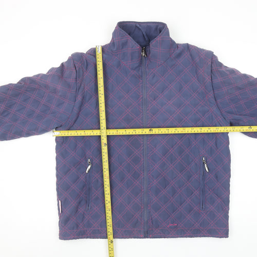 Joules Women’s Blue Quilted Jacket Size L Casual Zip Lightweight Outerwear