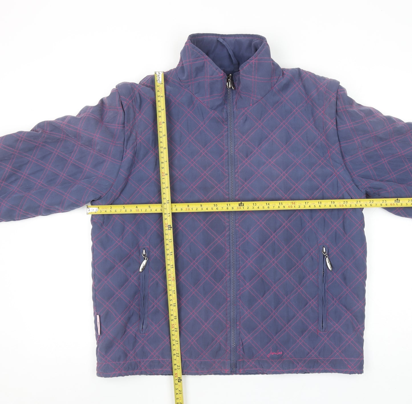 Joules Women’s Blue Quilted Jacket Size L Casual Zip Lightweight Outerwear