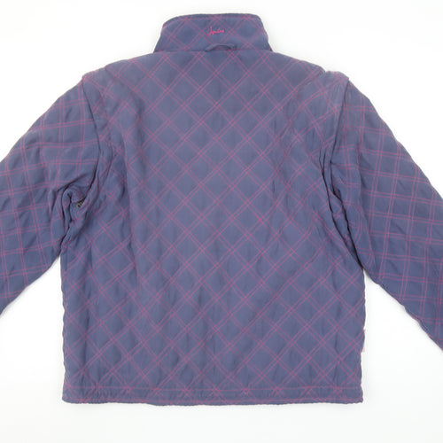 Joules Women’s Blue Quilted Jacket Size L Casual Zip Lightweight Outerwear