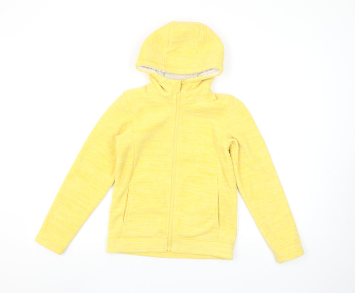Mountain Warehouse Girls Yellow Hooded Fleece Jacket 9-10 Years Full Zip