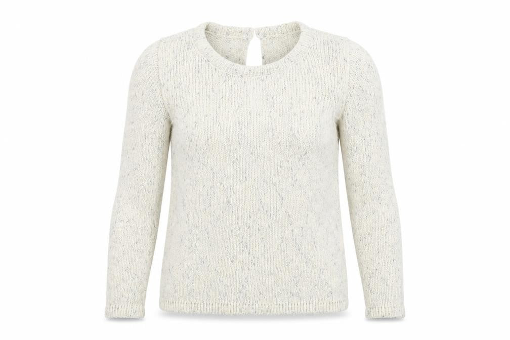 Front view of VILA Women’s Ivory Chunky-Knit Glitter Long Sleeve jumper, size S