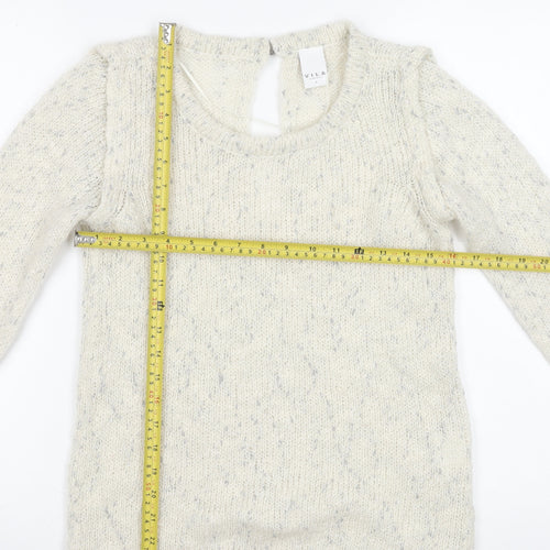 Vila Women’s Ivory Chunky-Knit Glitter Long Sleeve Pullover Jumper Size S