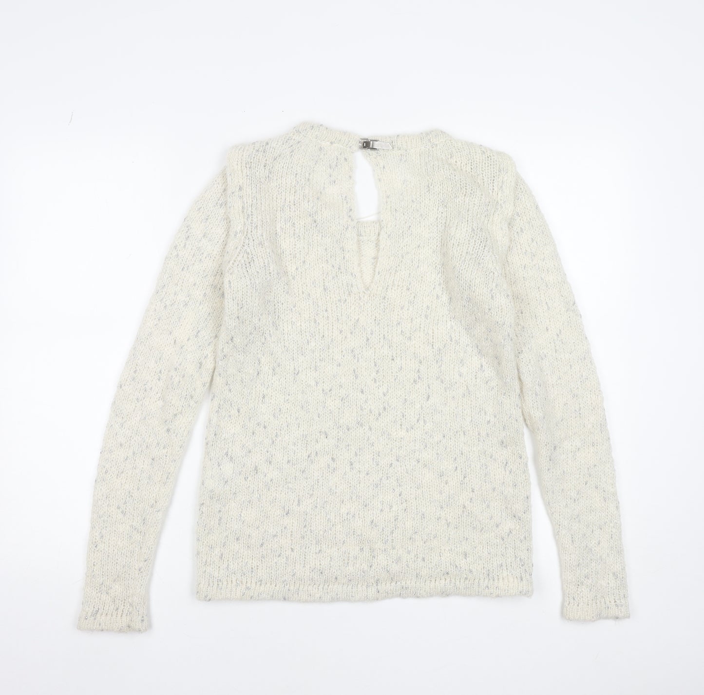 Vila Women’s Ivory Chunky-Knit Glitter Long Sleeve Pullover Jumper Size S