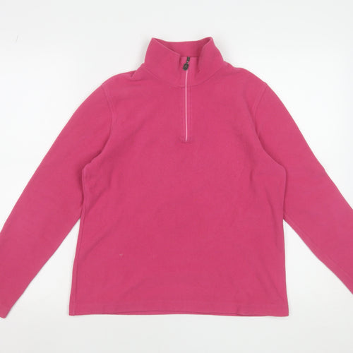 Conte of Florence Women's Pink Fleece 1/2 Zip Pullover Sweatshirt L