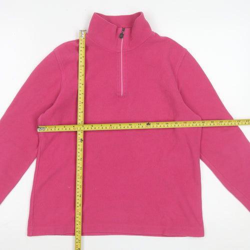 Conte of Florence Women's Pink Fleece 1/2 Zip Pullover Sweatshirt L