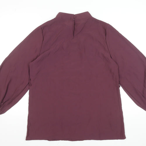 Voggo Women’s Purple High Neck Button Chain Tunic Blouse Size M