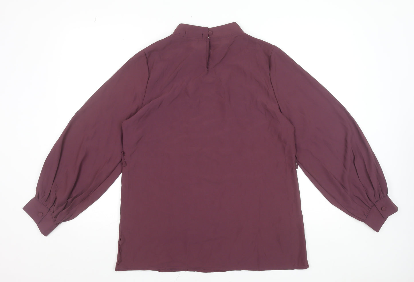 Voggo Women’s Purple High Neck Button Chain Tunic Blouse Size M