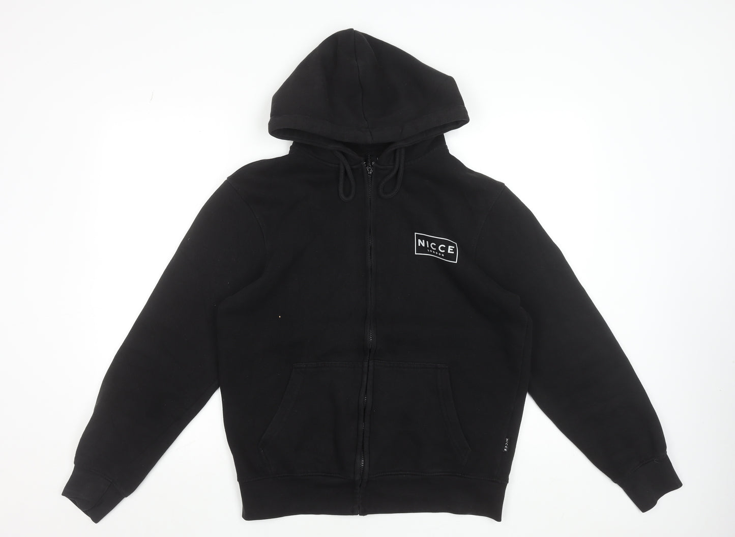 NICCE Men's Black Full Zip Hoodie M Fleece Cotton Blend