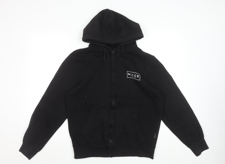 NICCE Men's Black Full Zip Hoodie M Fleece Cotton Blend