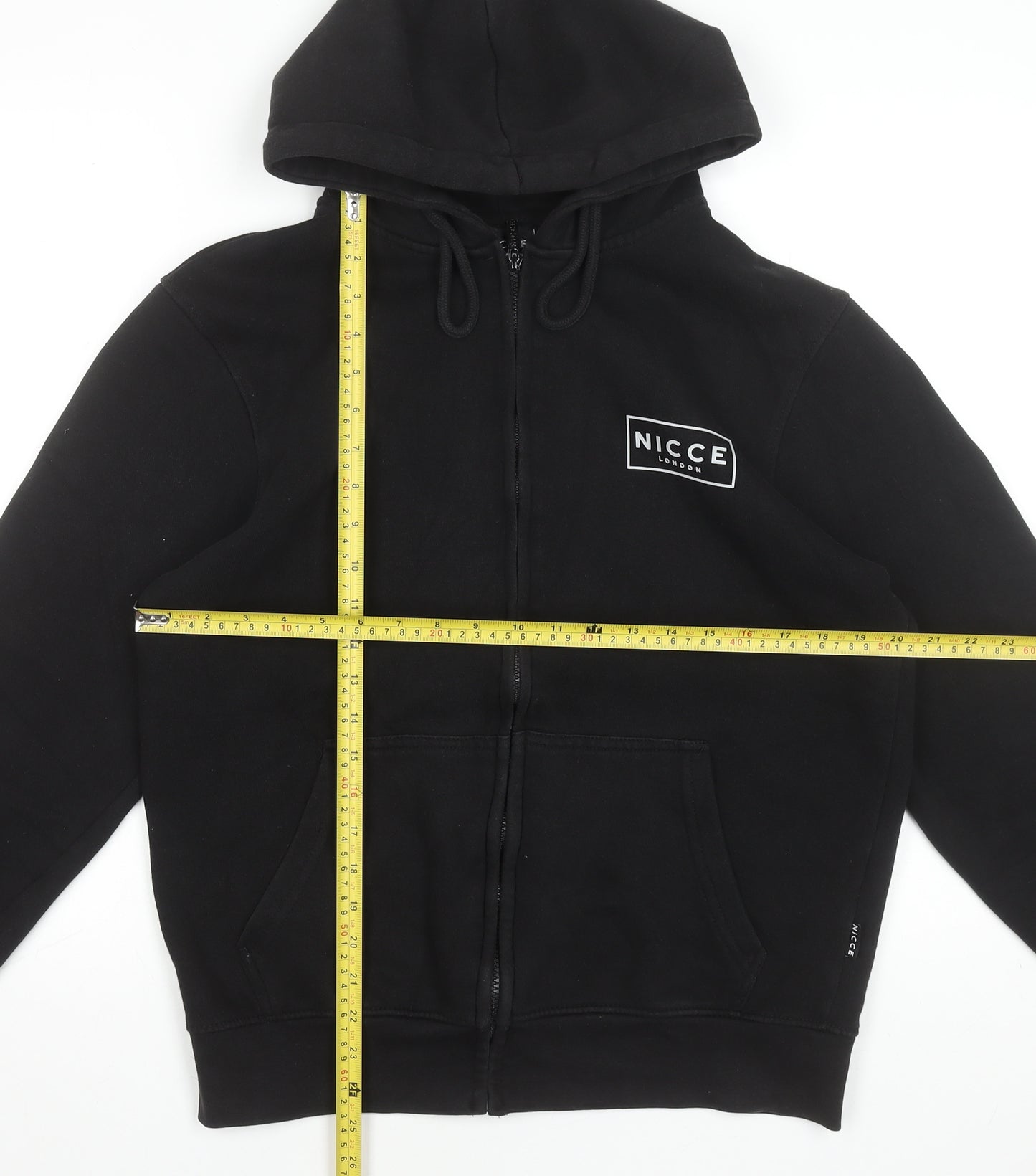 NICCE Men's Black Full Zip Hoodie M Fleece Cotton Blend