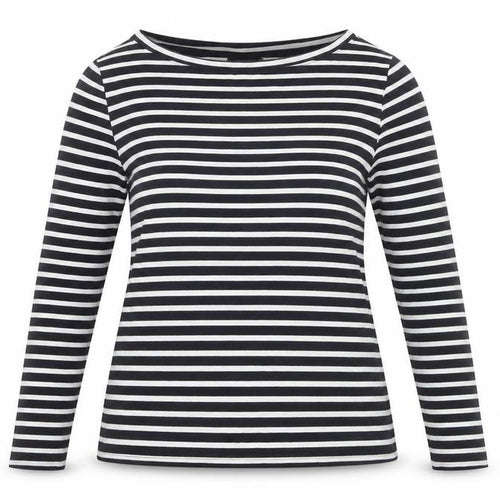 ASOS DESIGN Women’s Black White Striped Boat Neck Long Sleeve T-Shirt Size 14