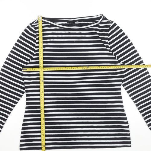 ASOS DESIGN Women’s Black White Striped Boat Neck Long Sleeve T-Shirt Size 14