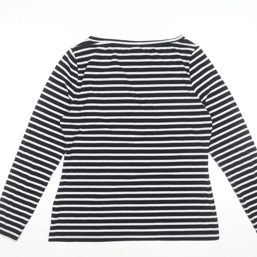 ASOS DESIGN Women’s Black White Striped Boat Neck Long Sleeve T-Shirt Size 14