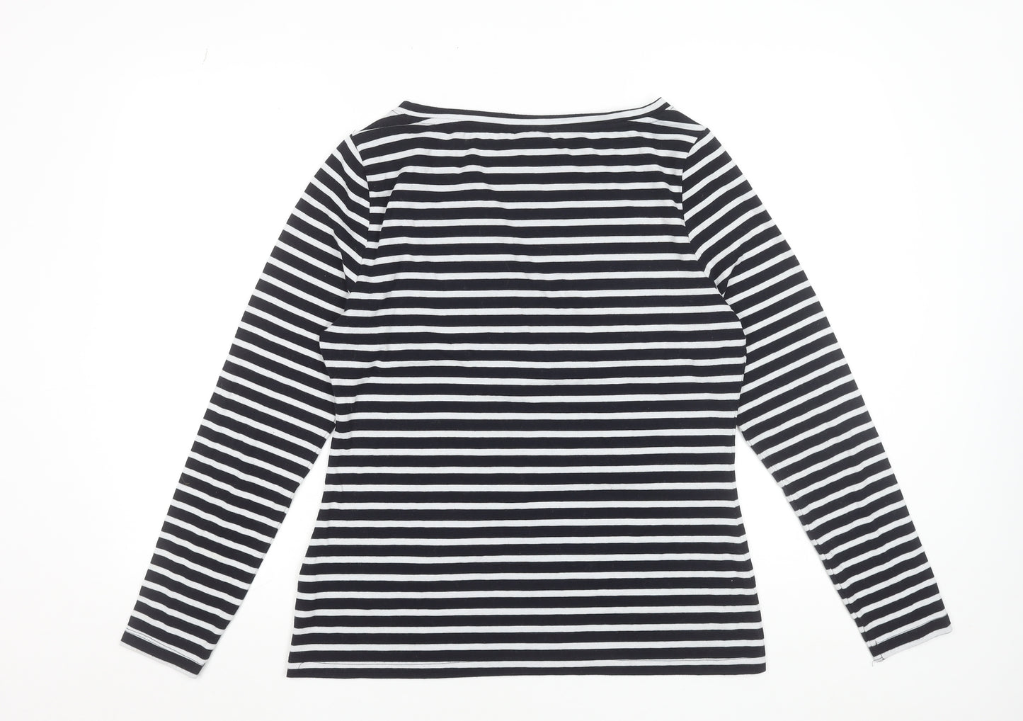 ASOS DESIGN Women’s Black White Striped Boat Neck Long Sleeve T-Shirt Size 14