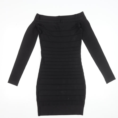 French Connection Women's Black Size 8 Off Shoulder Bodycon Dress