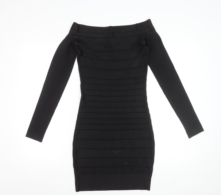 French Connection Women's Black Size 8 Off Shoulder Bodycon Dress