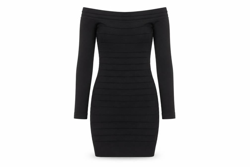 French Connection Women's Black Size 8 Off Shoulder Bodycon Dress