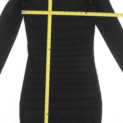 French Connection Women's Black Size 8 Off Shoulder Bodycon Dress