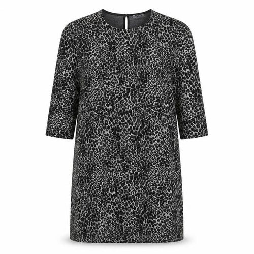 Gallery Women Black Leopard Print Shift Dress Size 16 3/4 Sleeve