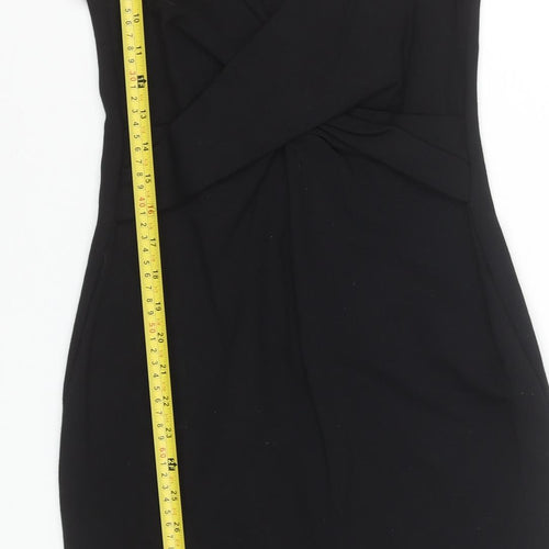 Topshop Women’s Black Sheath Sleeveless Ruched Knee Length Dress Size 8