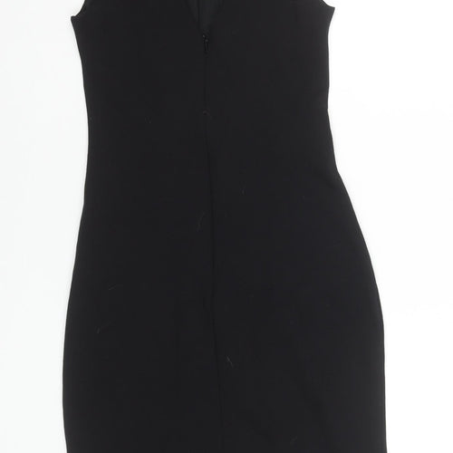 Topshop Women’s Black Sheath Sleeveless Ruched Knee Length Dress Size 8