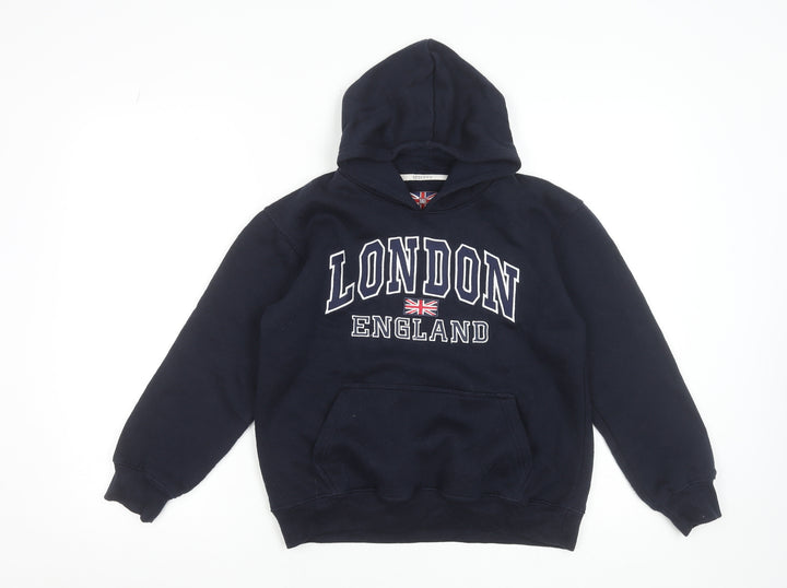 16Sixty Boys Navy London England Pullover Hoodie 11/12 Years Cotton Blend