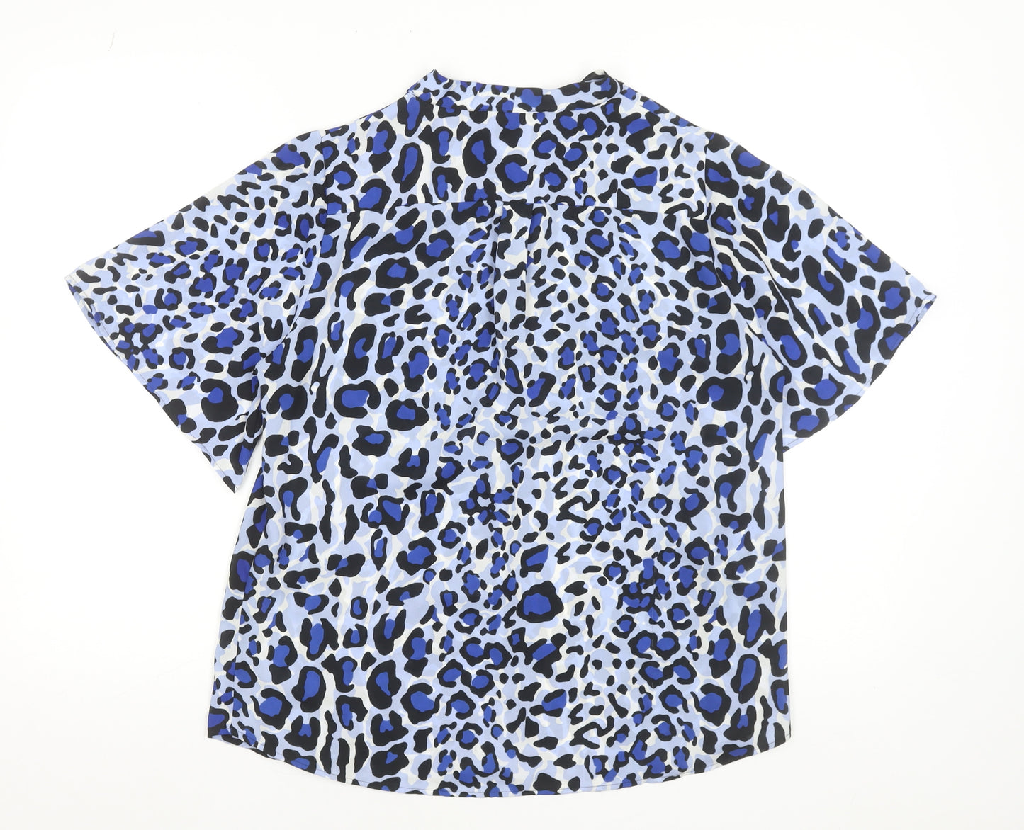 Gallery Women’s Blue Animal Print Short Sleeve Blouse Size 10