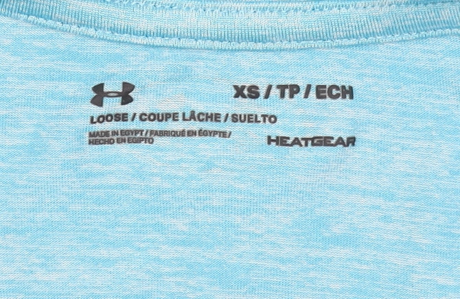 Under Armour Womens Blue HeatGear V-Neck T-Shirt XS Loose Fit Gym Top