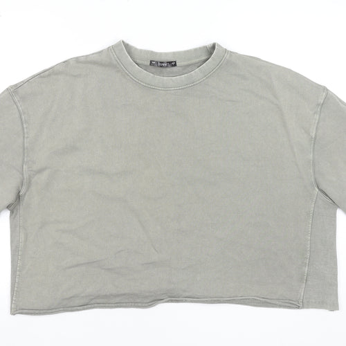 Dunnes Women Grey Cotton Cropped Pullover Sweatshirt L