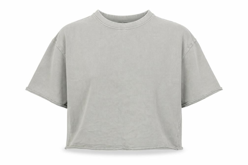 Front view of Dunnes Women Grey Cotton Cropped Pullover Sweatshirt L