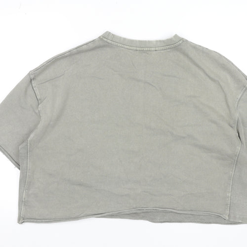 Dunnes Women Grey Cotton Cropped Pullover Sweatshirt L