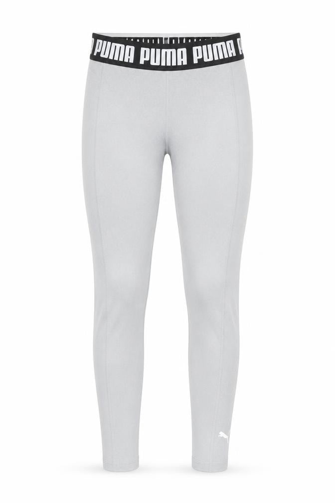 Front view of Puma women’s grey small elastic waist gym leggings